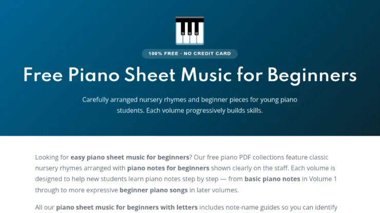 Free Beginner Piano Sheet Music (PDF) - With Letter Notes to Start Playing Today
