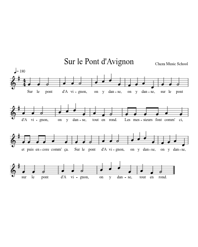 Sur le Pont d'Avignon — trumpet sheet music