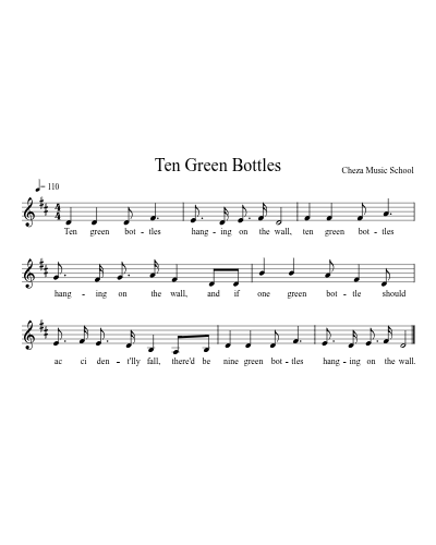 Ten Green Bottles — trumpet sheet music