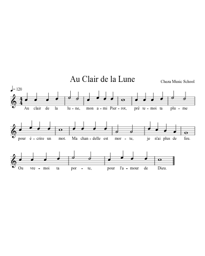 Au Clair de la Lune preview