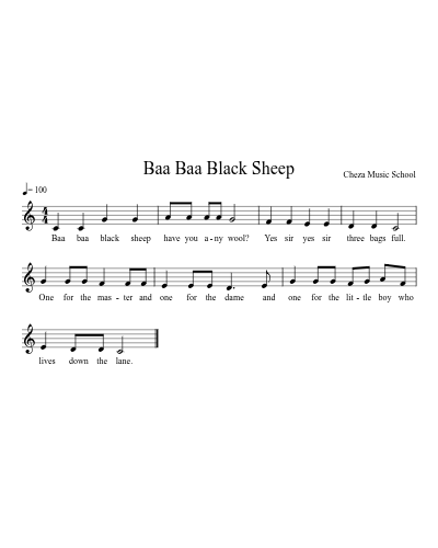 Baa Baa Black Sheep — violin sheet music