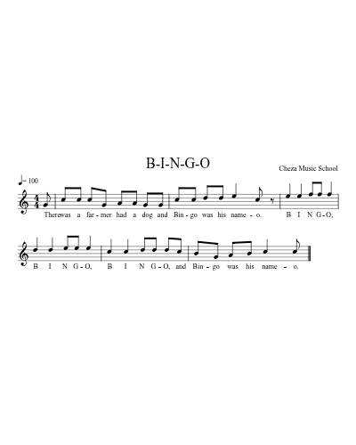 B-I-N-G-O — violin sheet music