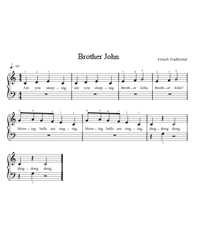 Brother John (French Traditional) — piano sheet music