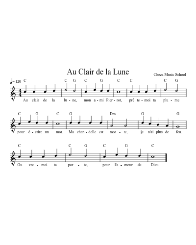 Au Clair de la Lune preview