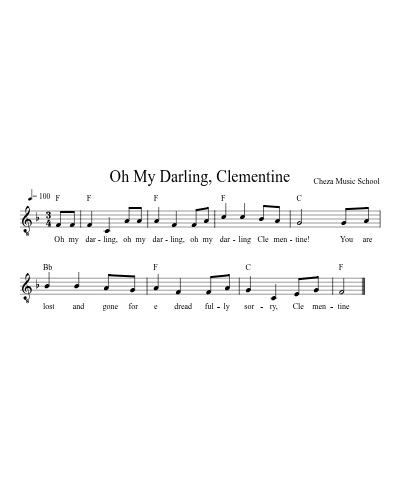 Oh My Darling, Clementine — guitar sheet music