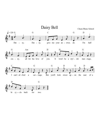 Daisy Bell — guitar sheet music