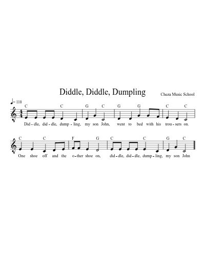 Diddle, Diddle, Dumpling — guitar sheet music