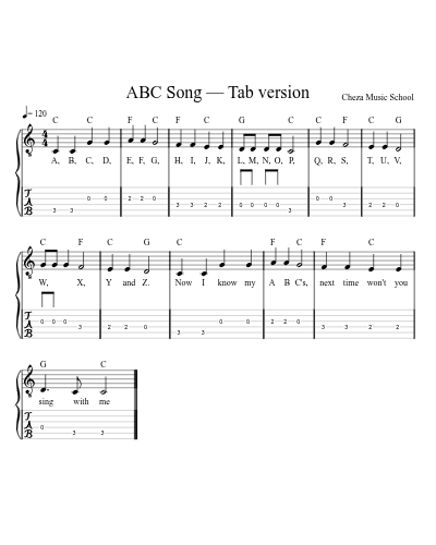 ABC Song — Tab version preview
