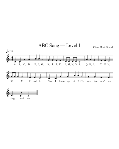 ABC Song — Level 1 preview