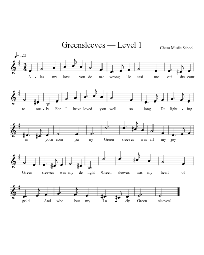 Greensleeves — Level 1 preview