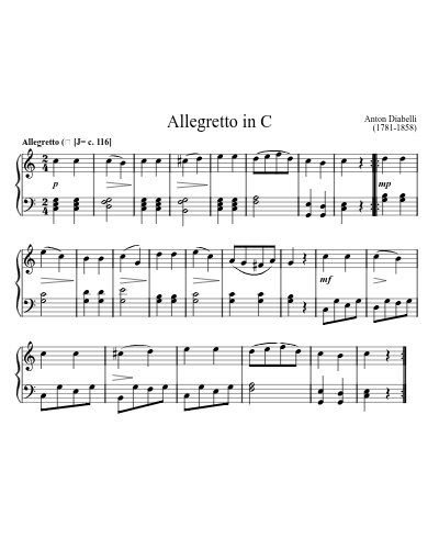 Allegretto In C ABRSM Grade 1 2023-2024 (List A1) preview