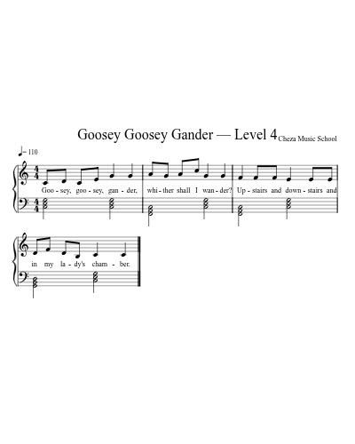 Goosey Goosey Gander — Level 4 — piano sheet music