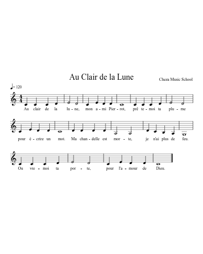 Au Clair de la Lune preview